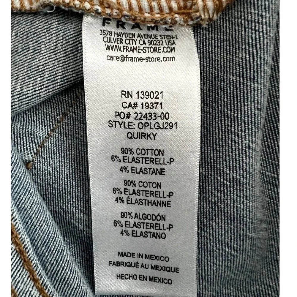 FRAME Le‎ High Straight Jeans Quirky Wash Blue Stretch Denim Size 31 Preppy Chic - Picture 5 of 10